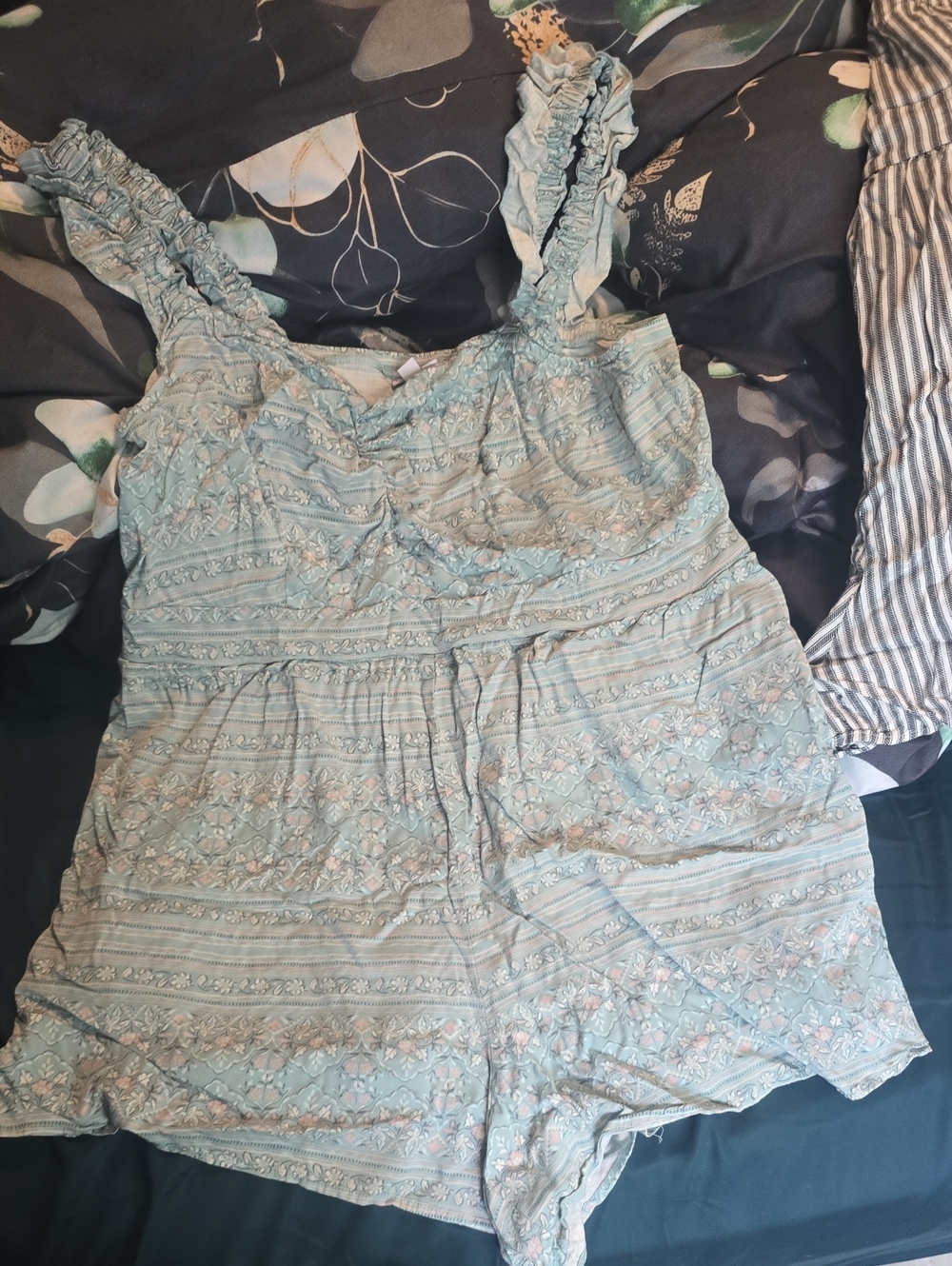 torrid Light Blue Floral High Waist Shorts Romper